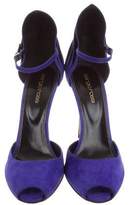 Thumbnail for your product : Sergio Rossi Suede Peep-Toe Pumps