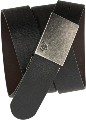 Aeropostale Mens Reversible Leather Plaque Belt Black