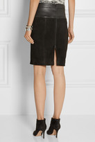 Thumbnail for your product : Narciso Rodriguez Leather-trimmed suede pencil skirt