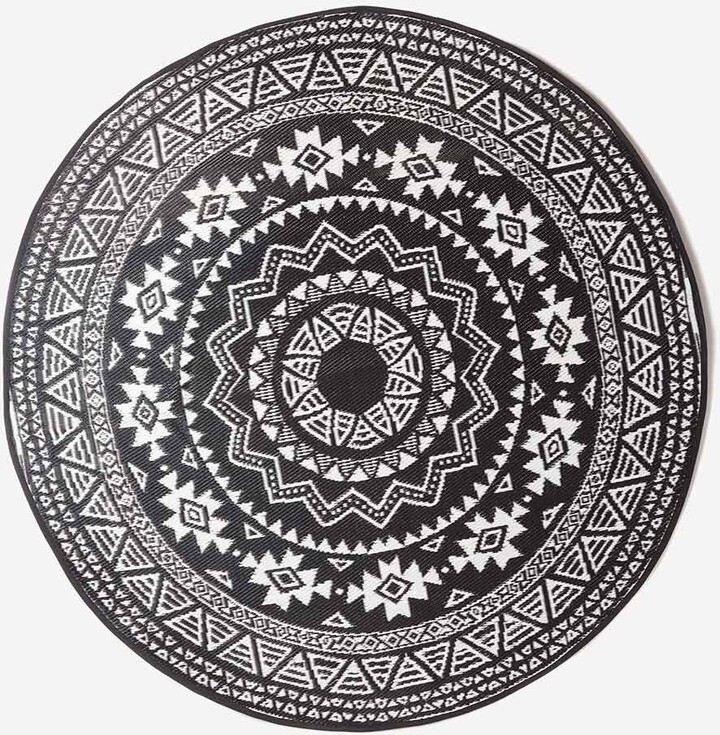 Homescapes Black and White Motif Design Circular Reversible Outdoor Rug ShopStyle