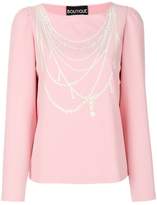 Thumbnail for your product : Moschino Boutique pearl necklace print top