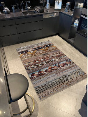 Dakota Fields Multi-Colored Stripe Section Pyramid and Mixed Shape Patterned Modern Decorative Rug