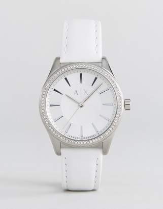 Armani Exchange Ax5445 Leather Watch In Silver