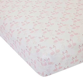 Lambs & Ivy Swan Lake Crib Sheet, Pink/White/Grey by