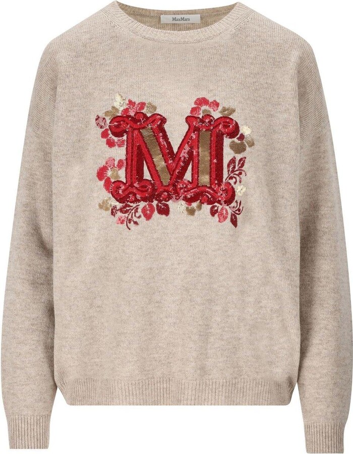 Max Mara Logo Embellished Crewneck Jumper