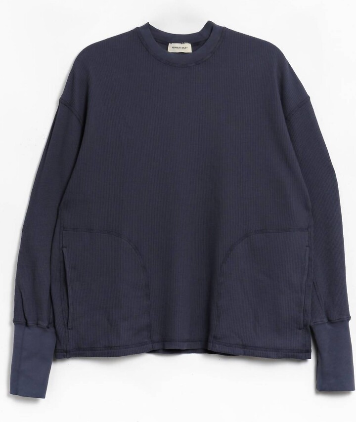 Nicholas Daley Men's Waffle Crewneck Top In Navy