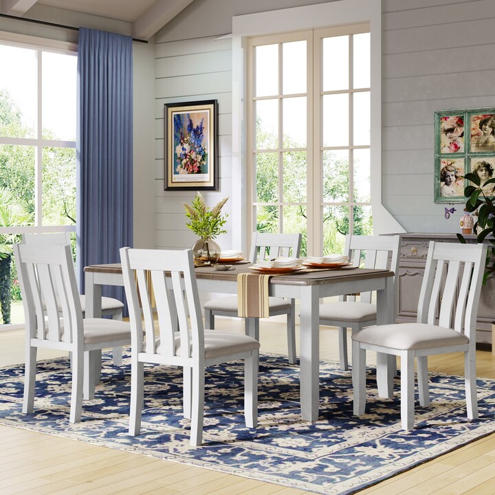 GREATPLANINC 70" Dining Table Set with Extendable Table and 6 ...