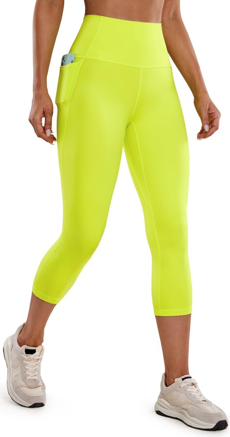 CRZ YOGA Womens Butterluxe Workout Capri Leggings 21 Inches - High Waisted  Gym Yoga Leggings with Pockets Neon Yellow 10 - ShopStyle