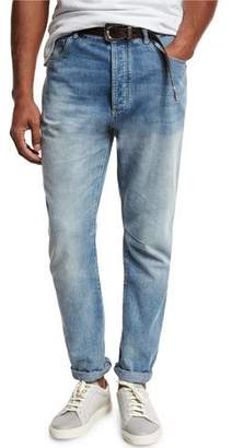 Brunello Cucinelli Leisure-Fit Straight-Leg Denim Jeans, Light Blue