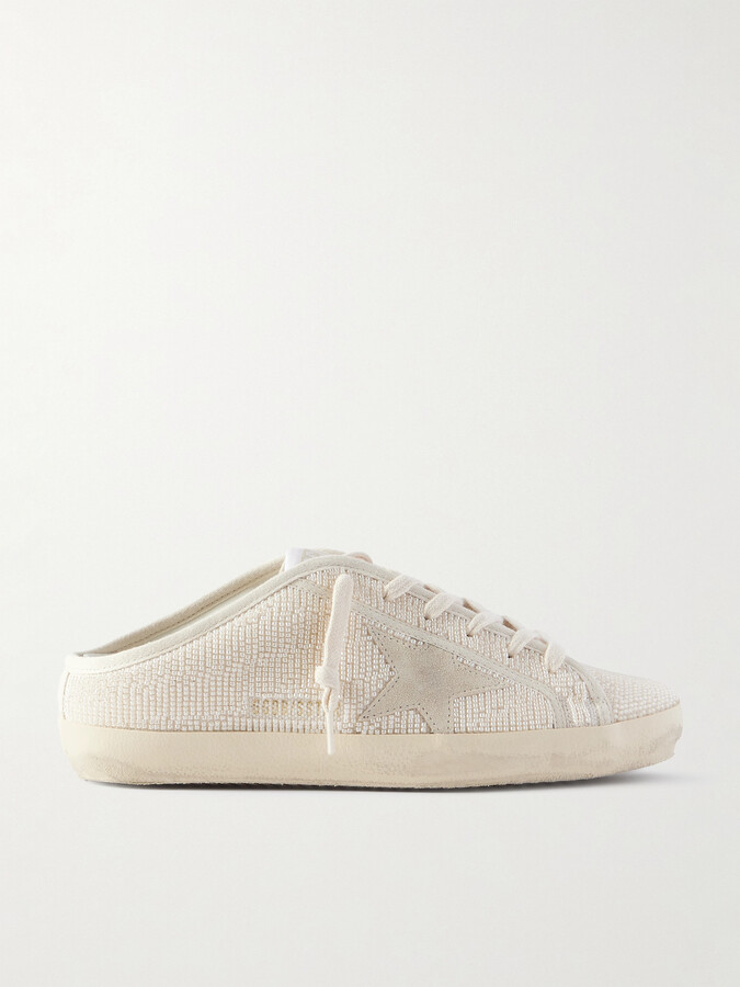 Golden Goose Super-star Sabot Suede-trimmed Bead-embellished Canvas Slip-on Sneakers - Cream