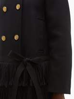 Thumbnail for your product : RED Valentino Bow-trim Fringed Wool-blend Coat - Womens - Black
