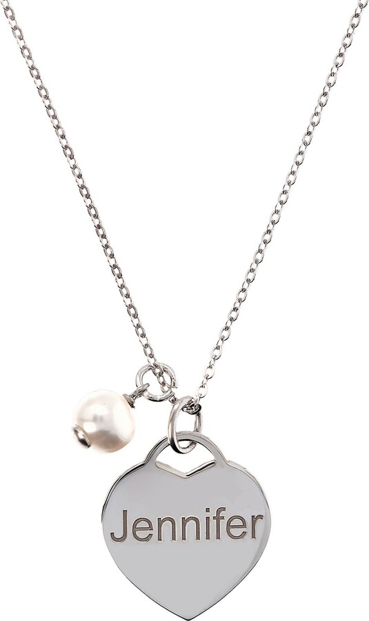 Honora Sterling Personalized Heart & Cultured P arl Necklace
