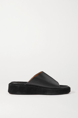 ATP ATELIER Pacci Leather And Suede Platform Sandals - Black