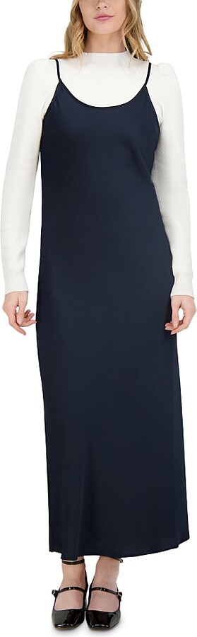 Point Satin Slip Dress