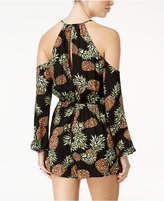 Thumbnail for your product : Material Girl Juniors' Pineapple Print Cold-Shoulder Romper, Created for Macy's