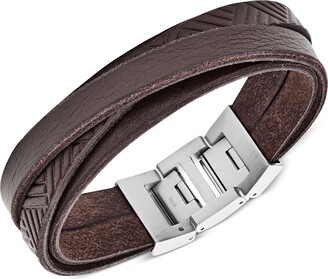 Fossil Men's Textured Brown Leather Wrist Wrap