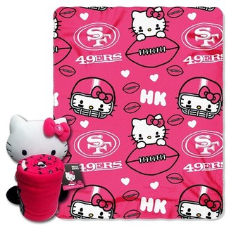 Hello Kitty NFL 49Ers Blanket and Hugger Bundle (40 x 50)