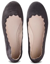 Thumbnail for your product : Chloé Navy Suede Scallop Ballerina Pumps