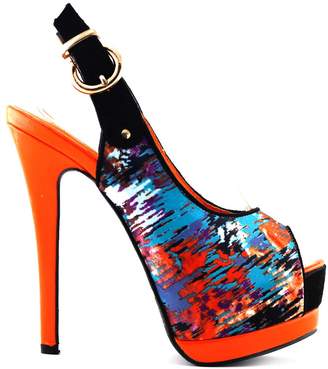 story. Show New Sexy Women's Multi Colored Pattern Peep Toe Slingback Stiletto Platform Pump Heels Shoes,LF80901OR38,7US