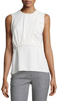 Thumbnail for your product : Derek Lam Sleeveless Ruched Peplum Top, White