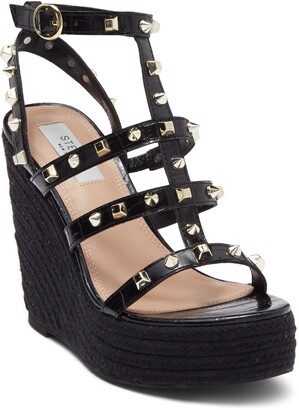 STEVEN NEW YORK Scout Cage Studded Espadrille Wedge Sandal