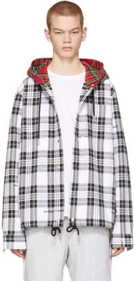 Off-White Black and White Check Hooded Shirt