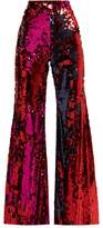 Thumbnail for your product : Halpern Sequinned Flared Trousers - Womens - Fuchsia