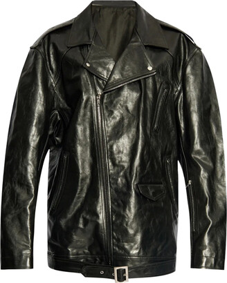 Rick Owens Leather Padded-Shoulder Bomber Jacket - ShopStyle