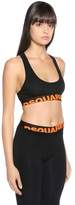 Thumbnail for your product : DSQUARED2 LOGO PRINT JERSEY SPORTS BRA TOP