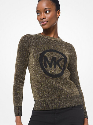 MICHAEL Michael Kors MK Logo Metallic Knit Sweater - Black/gold - Michael  Kors - ShopStyle