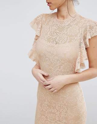 TFNC Lace Midi Dress with Frill Detail