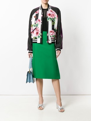Dolce & Gabbana Floral Stripe Bomber Jacket