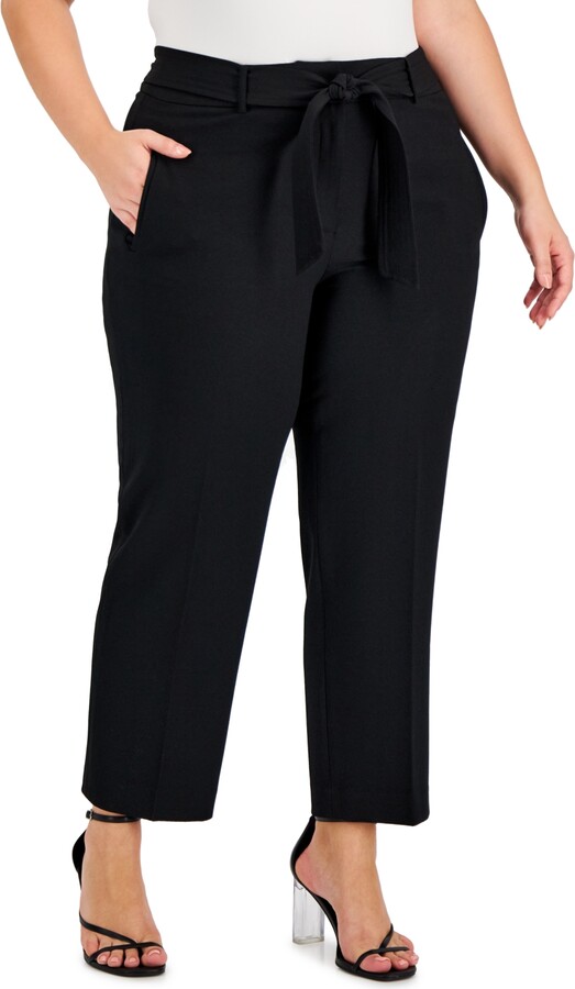 Bar III Plus Size TieWaist Crepe Pants, Created for Macy's ShopStyle