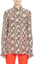 Thumbnail for your product : Altuzarra Python-Print Ruffled-Cuff Blouse, Beige