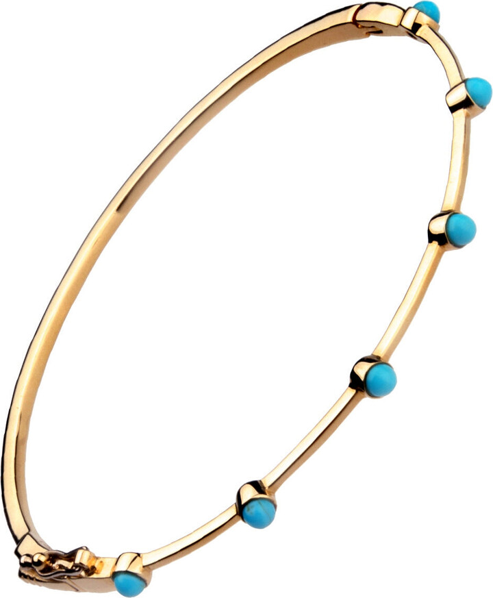 LEE JONES Turquoise Stones Yellow Gold Bangle Bracelet