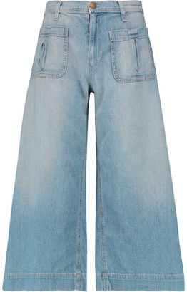 Current/Elliott The Culotte Cropped Mid-Rise Wide-Leg Jeans