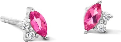 Zales Marquise-Cut Pink Tourmaline and Lab-Grown Diamond Accent Stud Earrings in 10K White Gold (F/Vs2)