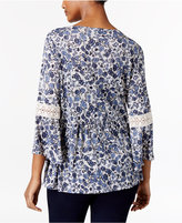 Thumbnail for your product : Style&Co. Style & Co Petite Printed Peplum Peasant Top, Only at Macy's
