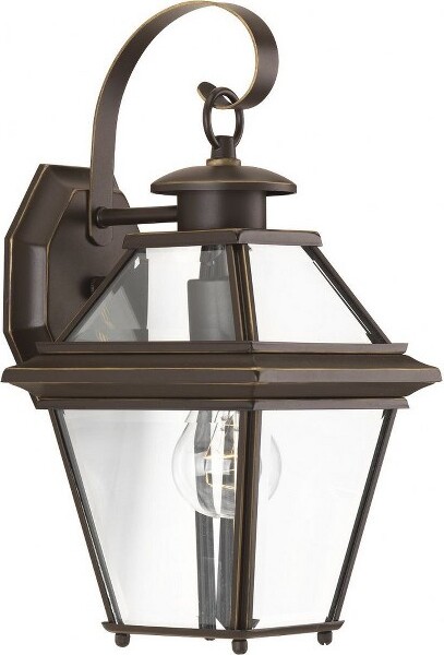 Progress Lighting ProgressLightingBurlington1-LightOutdoorWallLanterninAntiqueBronze,ClearBeveledGlassShade