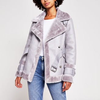 Grey aviator jacket river island Outlet