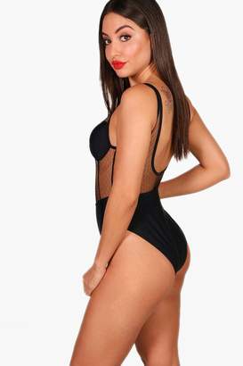 boohoo Mesh Moulded Swimsuit