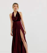 Thumbnail for your product : ASOS Petite DESIGN Petite Pleated Velvet Cowl Neck Maxi Dress