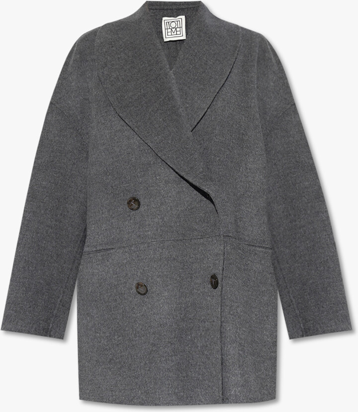 Totême Wool Coat Grey ShopStyle
