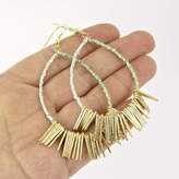 Thumbnail for your product : Gaamaa Gold Fringe Mint Green Statement Earrings