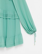 Thumbnail for your product : Ever New tiered lantern sleeve mini dress with frill detail in sage green