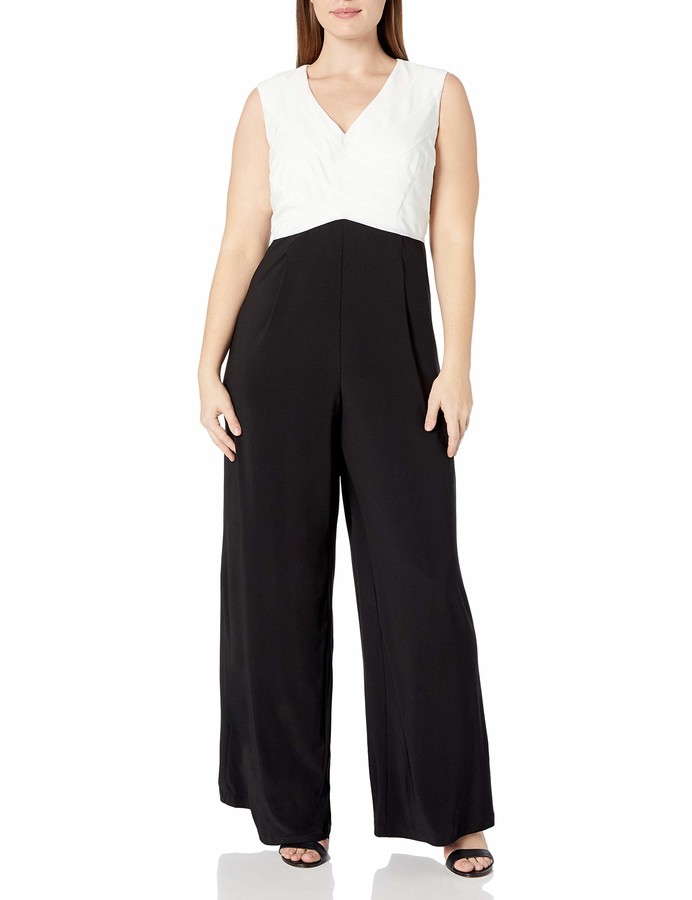 Adrianna Papell Women's Plus Size Colorblocked Matte Jersey Jumpsuit with  Banded Top - ShopStyle
