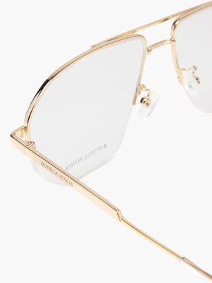 Bottega Eyewear - Half-rim Aviator Metal Glasses - Gold