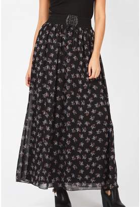 Select Fashion Fashion Womens Black Spriggy Corset Belt Maxi Skirt - size 8