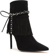 Thumbnail for your product : Schutz Monah Suede Fringe Ankle-Chain Stiletto Booties