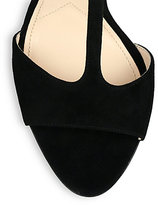 Thumbnail for your product : Prada Studded Suede T-Strap Sandals